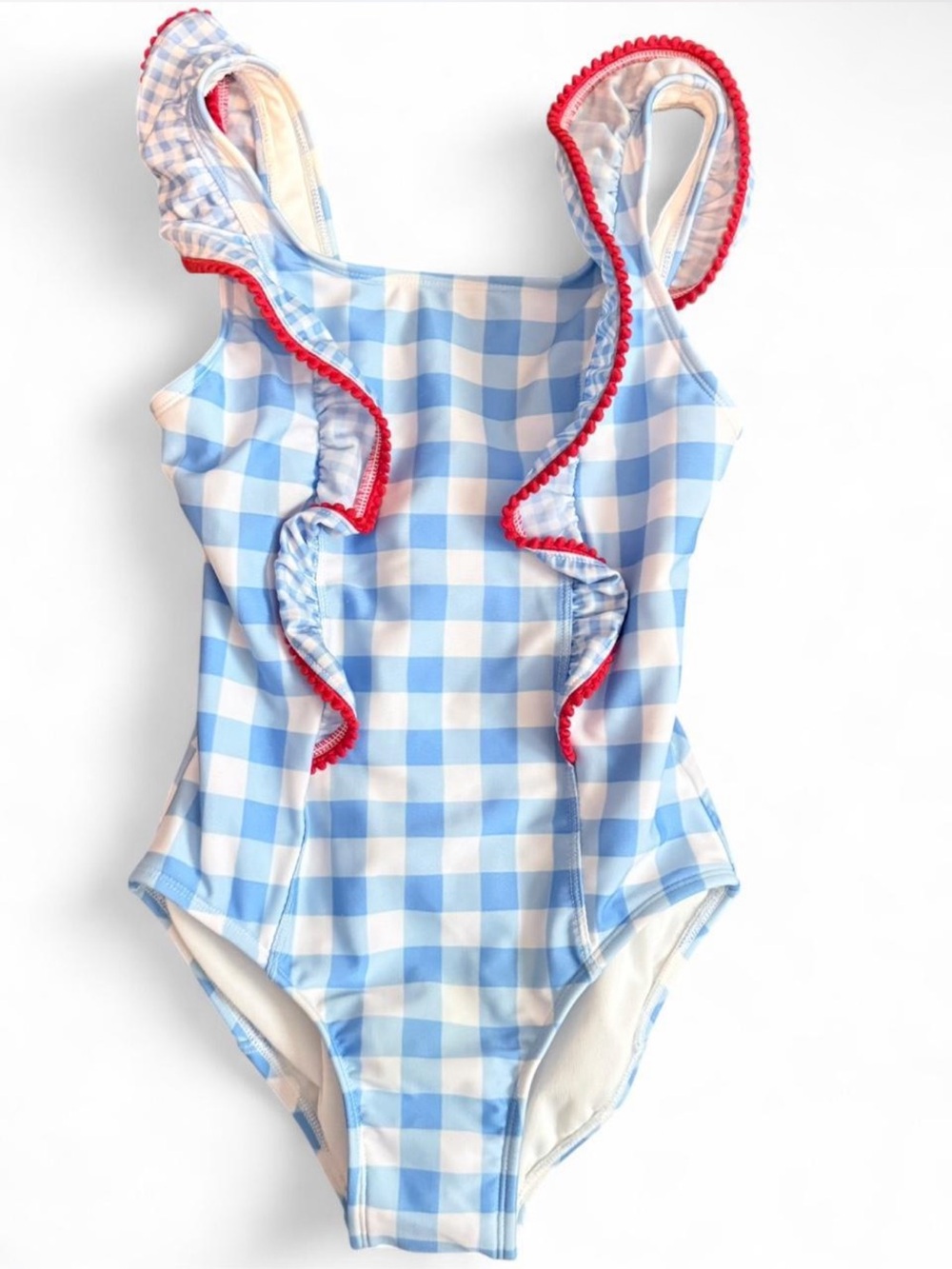 Cat & Jack‎ Girls Medium 7/8 Blue White Red One Piece Summer Vacation Swimsuit